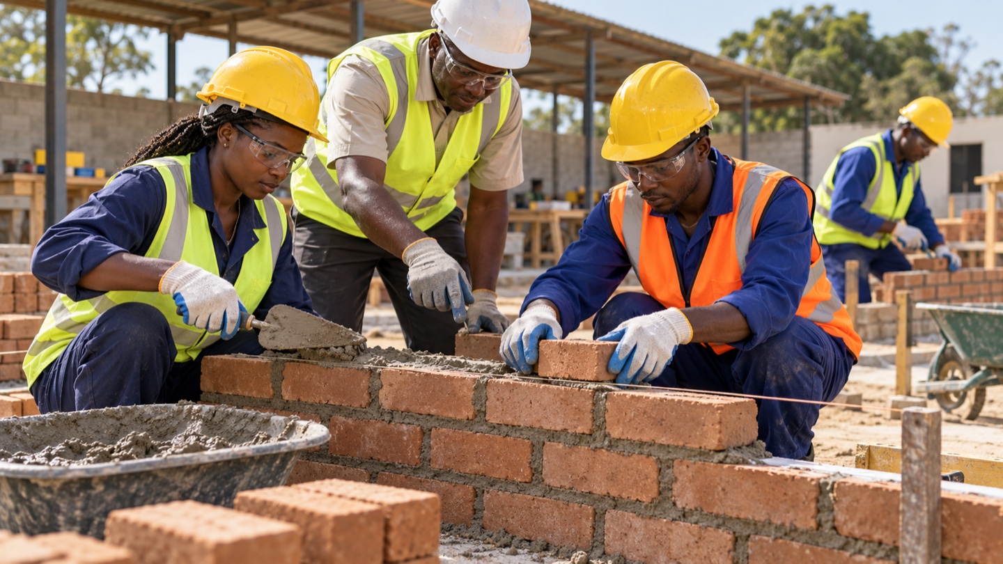 African artisans at a construction workshop